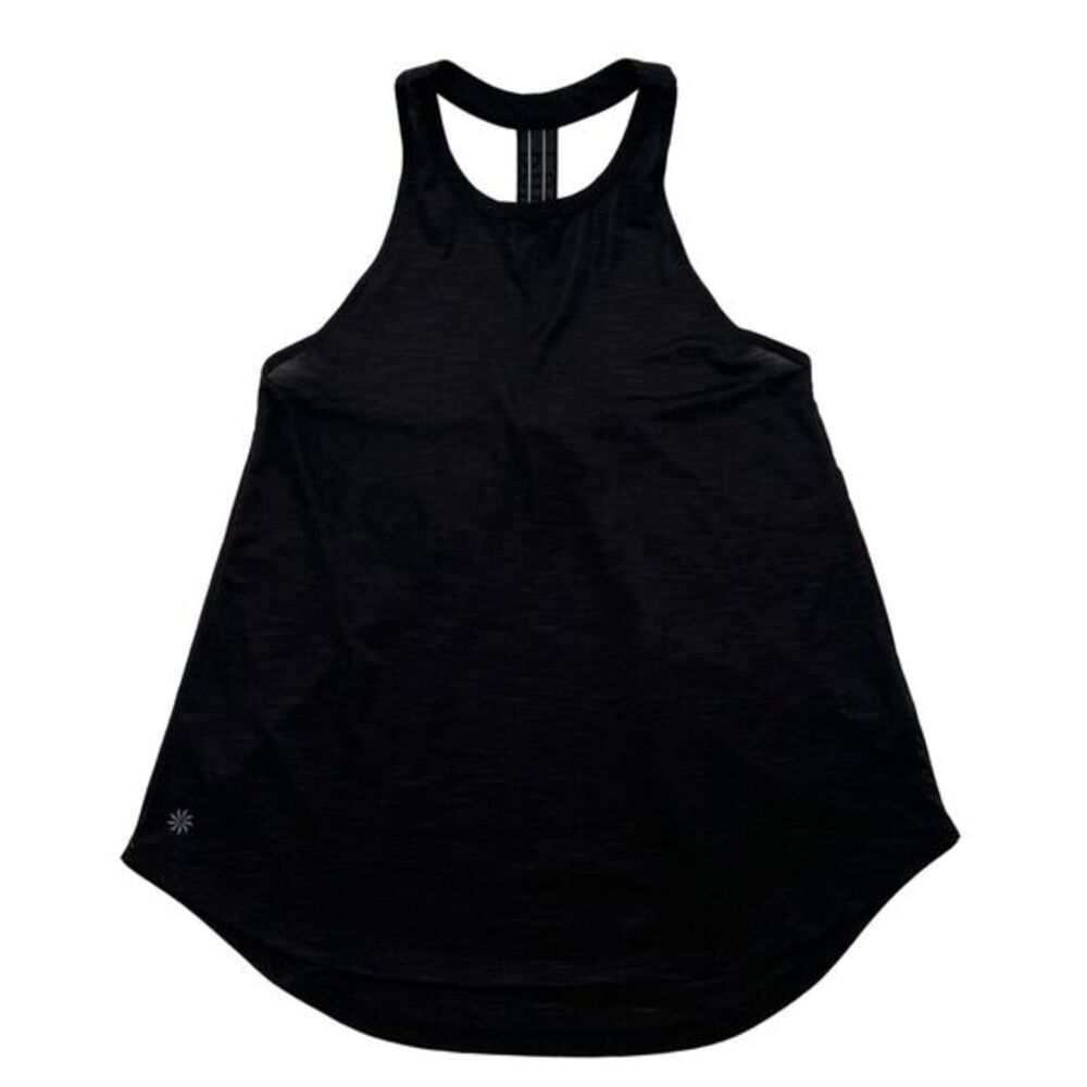 Athleta Surge High Neck Sheer Black Racerback‎ Tanktop "Power of She" Sz XS